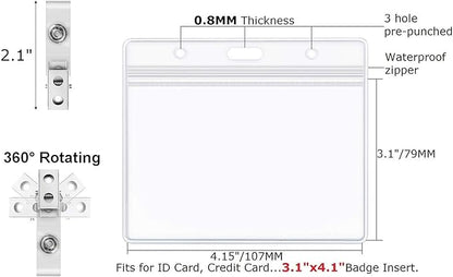 ZHEGUI Clear Plastic Horizontal Name Tag Holders and Metal Badge Clips - Image 3