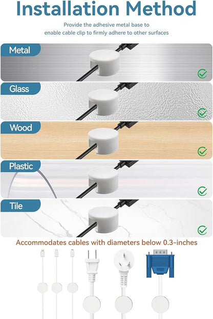 Maveek Magnetic Cable Clips White, Cord Organizer Magnet Silicone Cord - Image 4