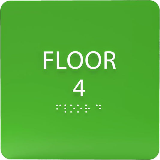 Light Green ADA Floor 4 Sign by ADACentralSigns
