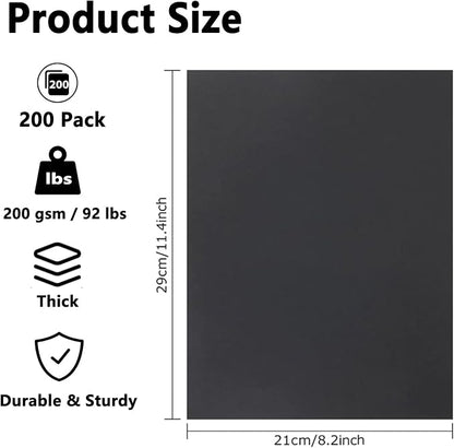 QTLCOHD 200 Sheets Black Cardstock, 8.5 x 11 Inch, 92 lb Construction Paper Bulk - Image 2