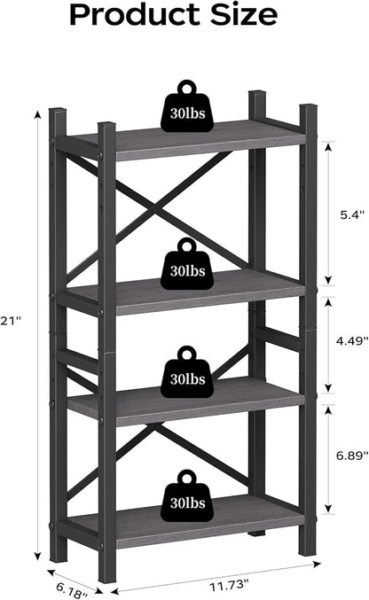 Homeiju Desktop Bookshelf, 4-Tier Stackable Narrow Desk Bookcase, Adjustable - Image 3