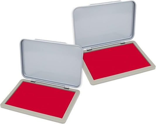 2 Pack Metal Case Stamp Pad Medium Size, Crimson Red Color by ZIGEL