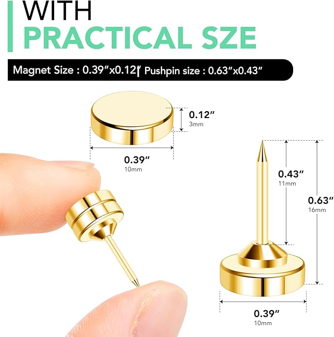 E BAVITE 50 Set Magnetic Push Pins, Flat Push Pin, Magnetic Thumb Tacks - Image 2