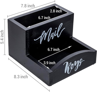 MyGift Urban Modern Mail Holder and Key Organizer Tray in Black Stained Solid - Image 5