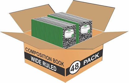 ECONAMA Composition Notebooks Pack of 48 Wide Ruled 200 Pages 9.75"x7.5" Black by Econama