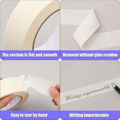 Fainne 18 Rolls Masking Tape Bulk 1.41 Inch Beige Wide Thin White Color - Image 4
