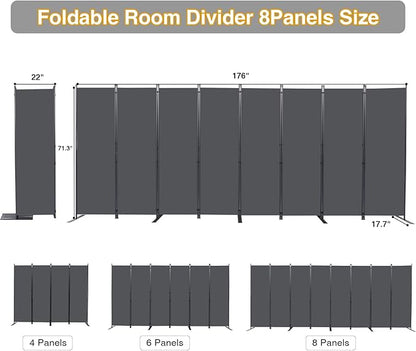 CHOSENM Room Divider, 8 Panel Folding Privacy Screens - Image 2