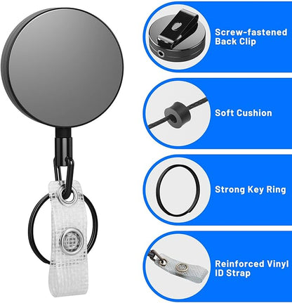 3 Pcs Heavy Duty Badge Reels Retractable Badge Holder, Selizo Metal Retractable - Image 4