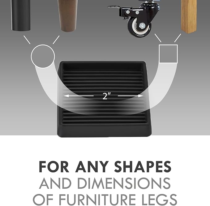 VOCOMO 2X2 Rubber Caster Cups, Non Slip Furniture Pads, Anti-Slip Gripper - Image 2