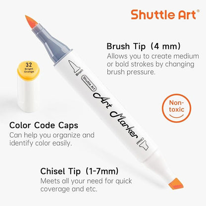 Shuttle Art Pastel Alcohol Markers Brush tip, Dual Tip Brush & Chisel Tip Art - Image 3