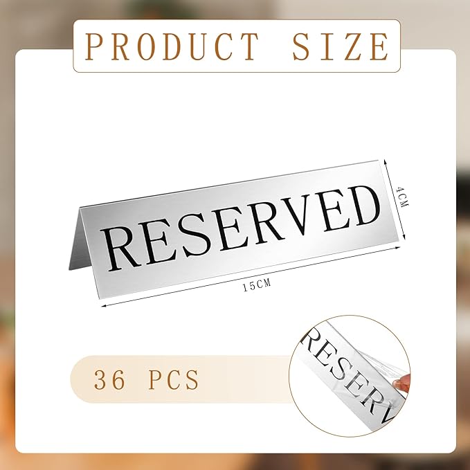 Peryiter Metal Reserved Table Signs Metal Reserved Sign Double Sided Table - Image 2