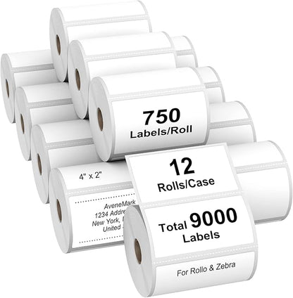 AveneMark 12 Rolls 4" x 2" Direct Thermal Labels by AveneMark