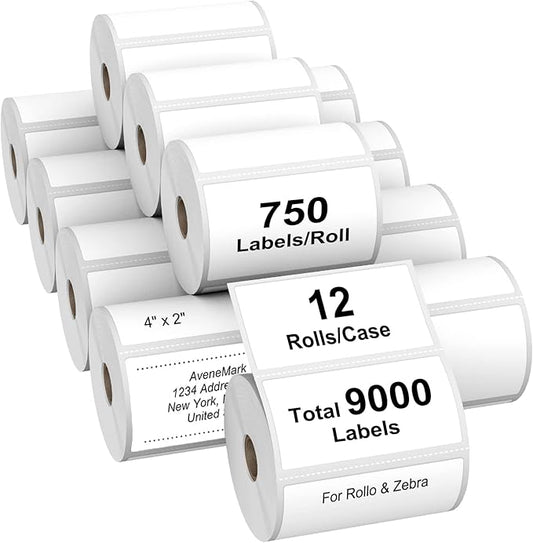 AveneMark 12 Rolls 4" x 2" Direct Thermal Labels by AveneMark
