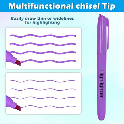 Duchong Highlighters, 30 Packs Purple Highlighter Bright Colors Bulk, Chisel - Image 2