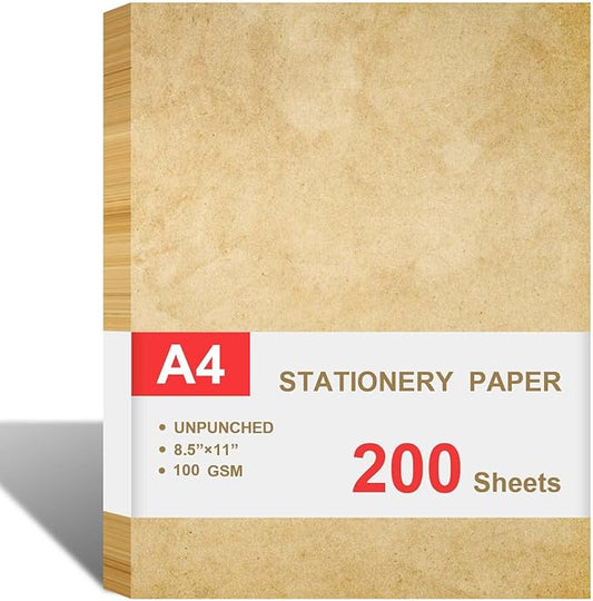 Cheericome Vintage Antique Letterhead Paper, 200 Sheets Double-Sided, 8.5" x 11" by Cheericome