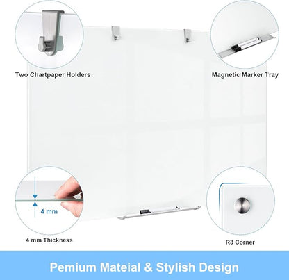 48 x 36 Inches Glass Whiteboard, Magnetic Glass Dry Erase Board - Image 2