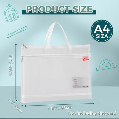 Pendancy Mesh Zipper Pouch A4 Size, Large Double Pocket Lightweight Nylon - Image 2