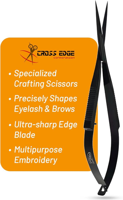 Cross Edge Spring Scissors 5 Inch straight Stainless Steel Precision Eyebrow & by MyLashToolsByCrossEdge