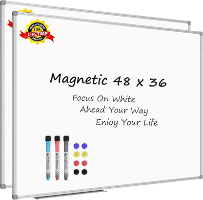 Lockways 48 x 36 Inch White Board 2 Pack | 4 x 3 Dry Erase Boards Magnetic by Lockways