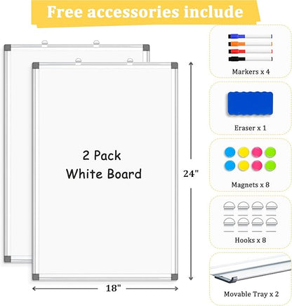 AMUSIGHT 2 Pack Double-Sided Magnetic Whiteboard, Aluminum Frame White Board - Image 4