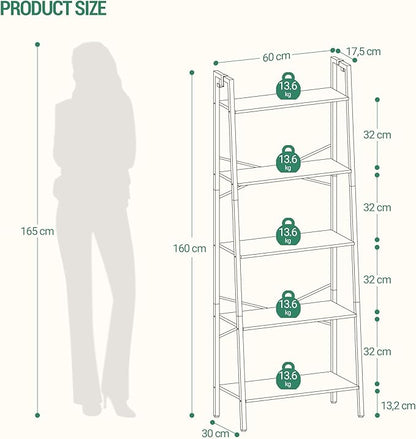 Hzuaneri Ladder Shelf, Bookshelf Bookcase, Freestanding Corner Storage Shelve - Image 2