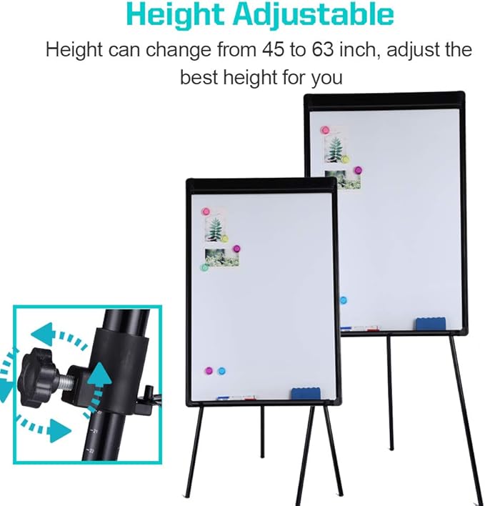DexBoard Dry Erase Easel 36" x 24", Height Adjustable Magnetic White Board - Image 2