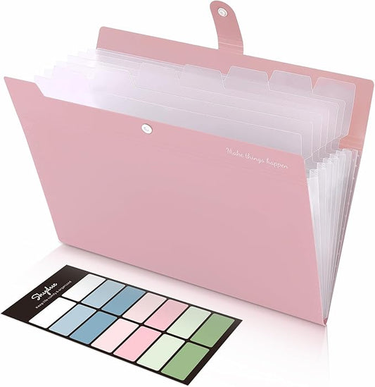 SKYDUE 8 Pockets Expanding File Folders, Accordion Folders, Portable Paper Bill by SKYDUE