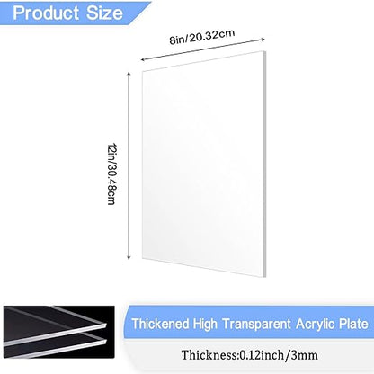 2 Pack 8x12 Inch Acrylic Sheet 1/8" Thick, Cast Acrylic Sheet, - Image 2