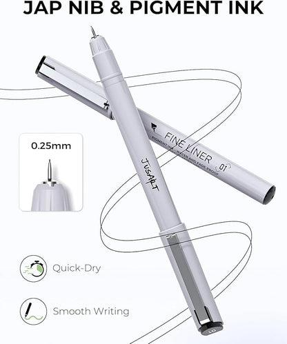 JusArt Fineliner Pens, 0.25mm Ultra Fine Point Pens 01, No Bleed, Waterproof - Image 2