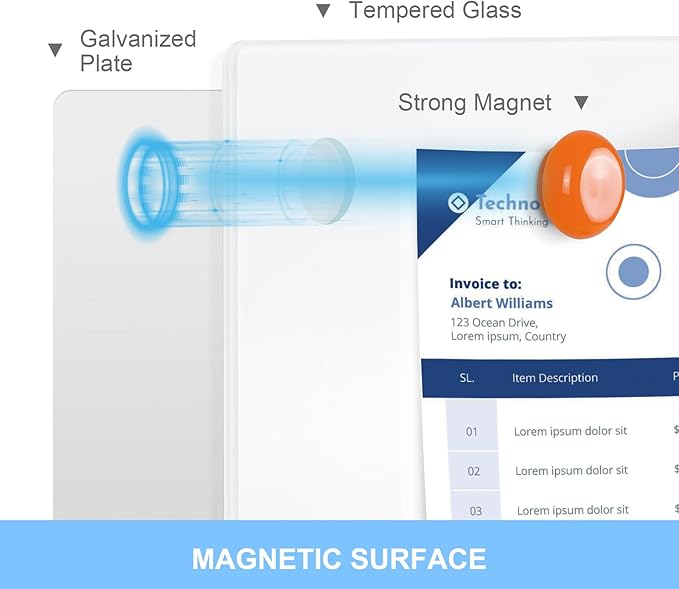 Large Glass Whiteboard, 96 x 48 Inches Magnetic Glass Dry Erase Board - Image 4