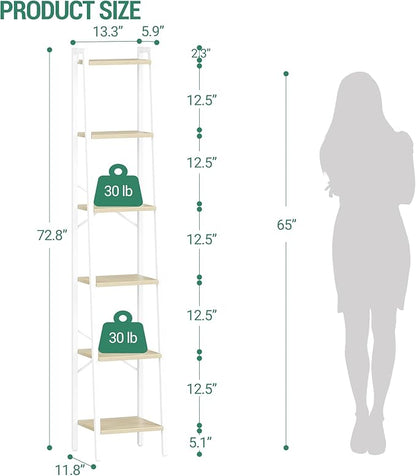 Hzuaneri Ladder Shelf, Bookshelf Bookcase, Freestanding Corner Storage Shelve - Image 2