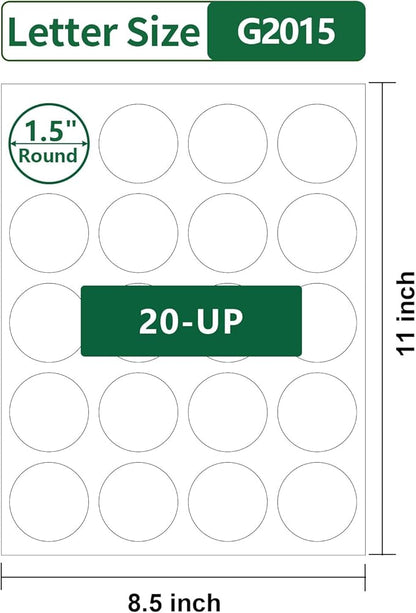 Gemsroyal 1.5 inch Round Labels Printable, Matte White Circle Labels - Image 2