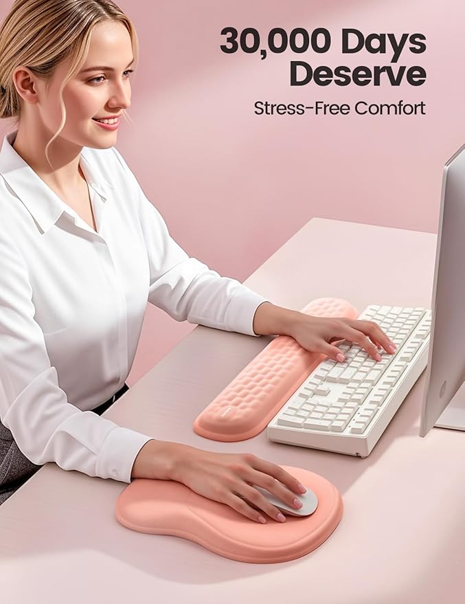 Meatanty Keyboard and Mouse Pad Wrist Rest Set, Ergonomic Wrist Pad Support - Image 2