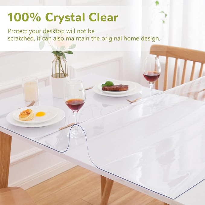 Eisdroma 22 x 44 Inch Clear Table Cover Protector, 1.5mm Plastic Table Cover - Image 5