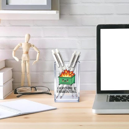 Vgrti Everything is Figureoutable Acrylic Cosmetic Pencil Pen Holder Cup - Image 4
