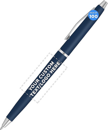 DISCOUNT PROMOS Custom Langham Ballpoint Pens Set of 100, Personalized Bulk Pack by DISCOUNTPROMOS