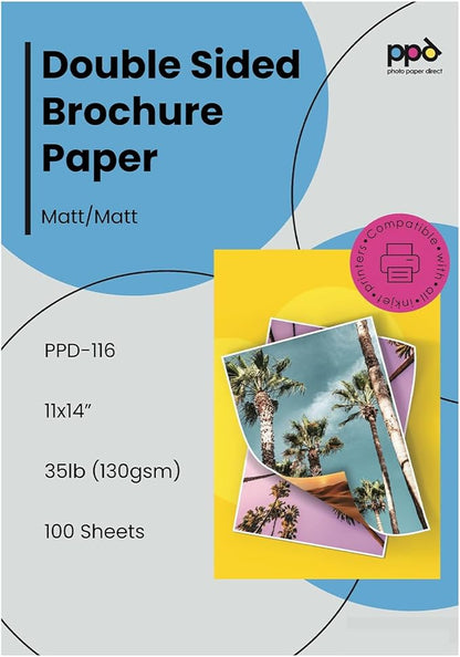 PPD Double Sided Photo Paper, Matte Brochure Paper 11 x 14 by PhotoPaperDirect