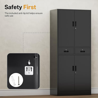 TaskStorz Metal Storage Cabinet, Lockable File Steel Cabinet - Image 9