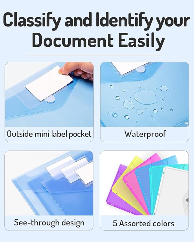 Forvencer Binder Pocket, 4X Regular Capacity, 5 Pack Super Heavyweight Plastic - Image 6