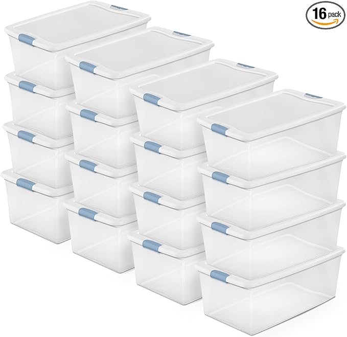 Sterilite 16-Pack Latching Box, Under Bed Storage Bins by Sterilite