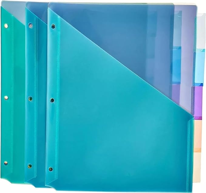 Amazon Basics Tab Dividers for 3 Ring Binder, Two Pocket, Letter Size by AmazonBasics