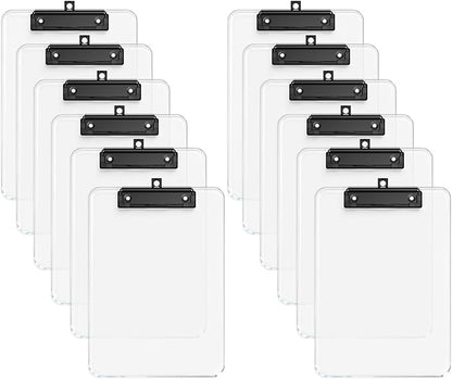 Zoenley A4 Plastic Clipboard Set of 12, A4 Transparent 8.5 x 11 Clip Board by Unknown