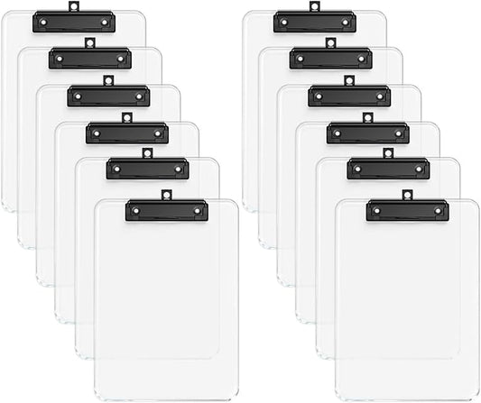 Zoenley A4 Plastic Clipboard Set of 12, A4 Transparent 8.5 x 11 Clip Board by Unknown