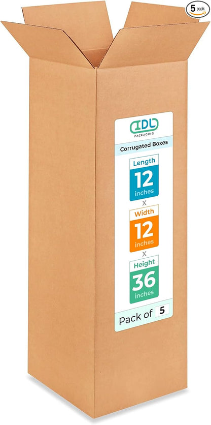 Tall Moving & Shipping Boxes 12 x 12 x 36 inches by IDLPackaging