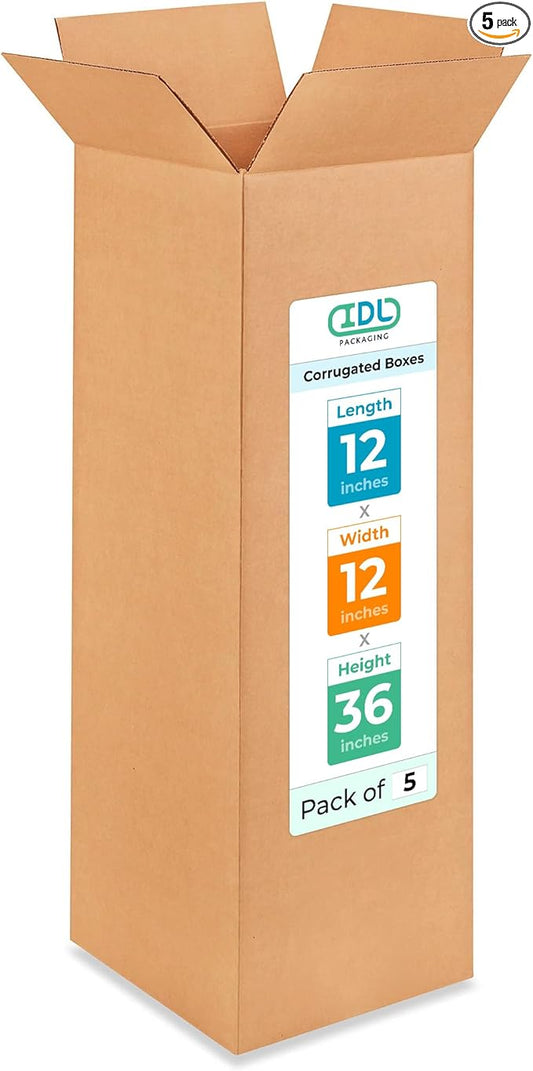 Tall Moving & Shipping Boxes 12 x 12 x 36 inches by IDLPackaging