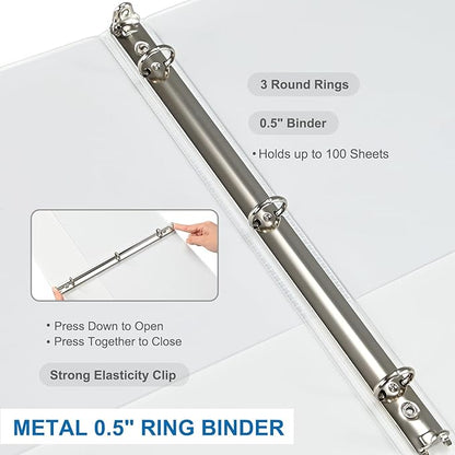 1/2 Inch 3-Ring Binder, 0.5-inch Round Ring Binder - Image 3