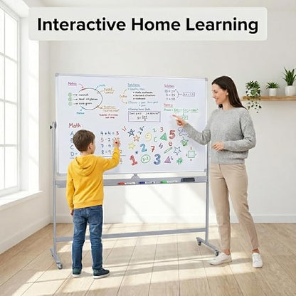 DexBoard Double-Sided 72" x 48" Mobile Whiteboard, Extra Large Rolling Magnetic - Image 6