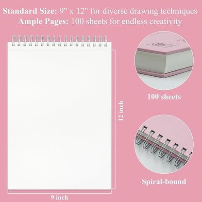 Cute Sketchbook Pink, 100 Sheets Girl Sketchbook 73lb/120gsm Drawing Paper - Image 2