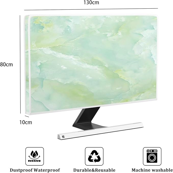 Baocicco Sage Green Marble Waterproof TV Dust Cover 55 Inch Anti-Static - Image 2