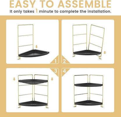 JANUS LiANG 2-Tier Spice Rack Corner Storage Shelf Makeup Organizer Stackable - Image 7